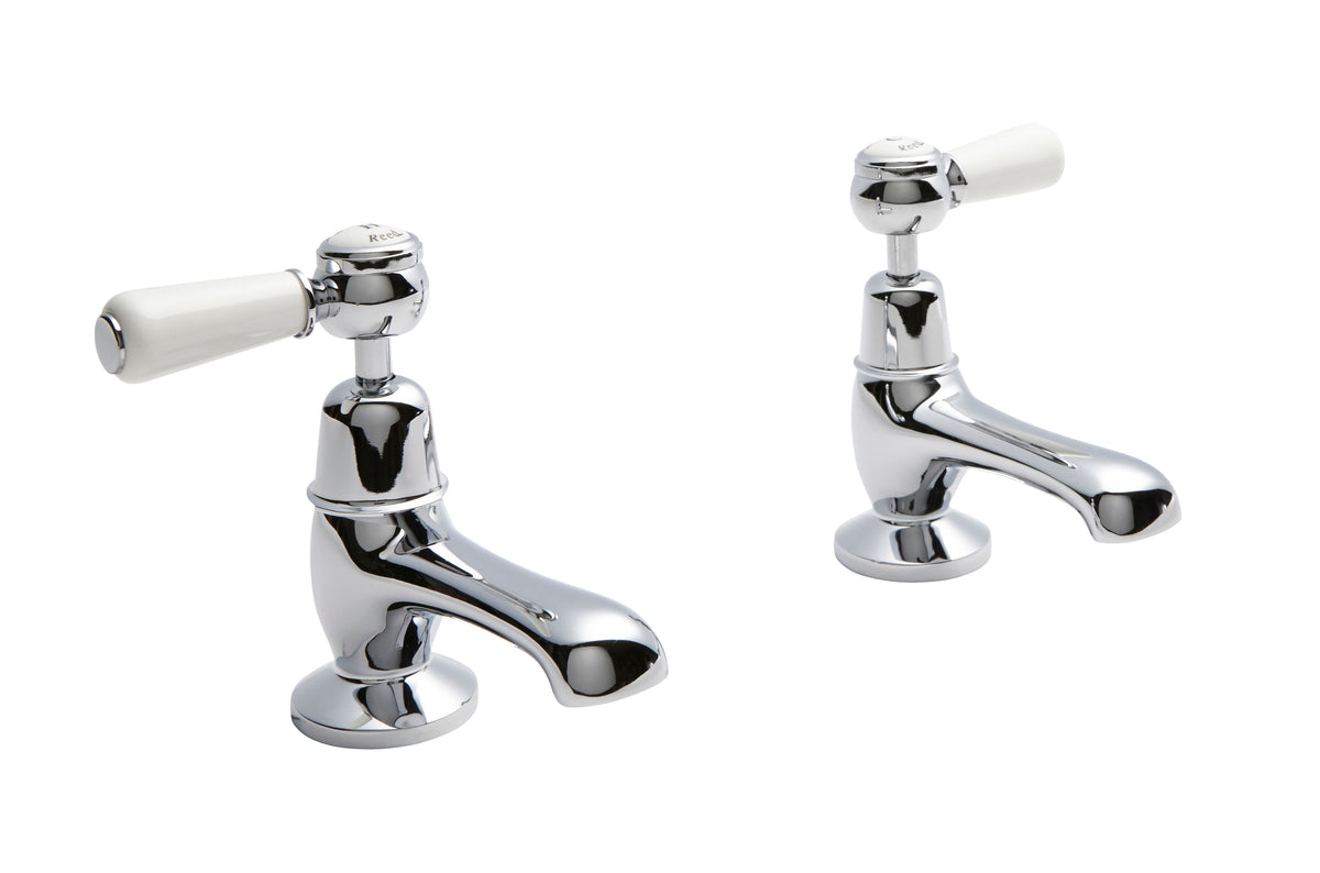 Old London Topaz /White Basin Taps With Dome Collar and Lever Handle