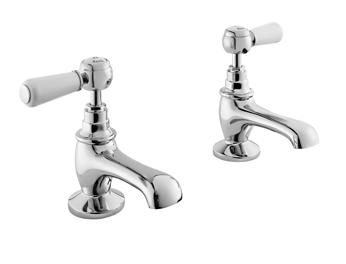Old London Topaz /White Basin Taps With Hexagonal Collar and Lever Handle