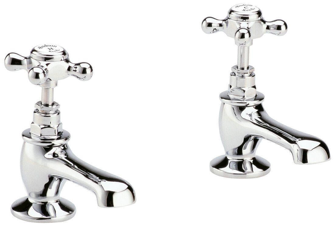 Old London Topaz /White Basin Taps With Hexagonal Collar and Crosshead Handle