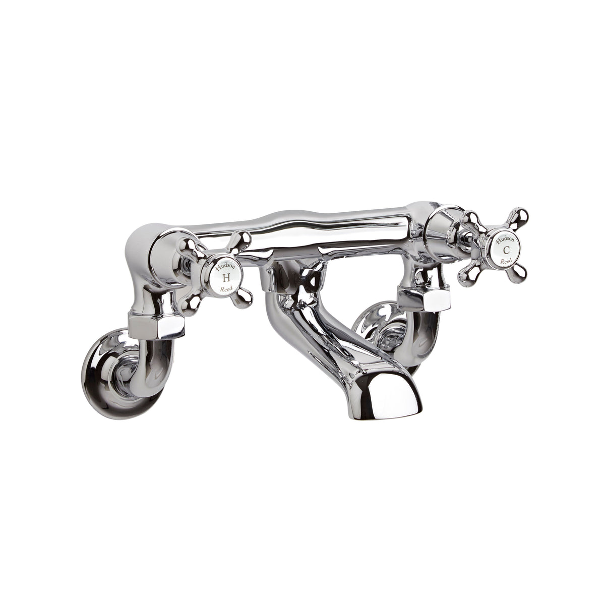 Old London Topaz /White Wall Mounted Bath Filler With Dome Collar and Crosshead Handle