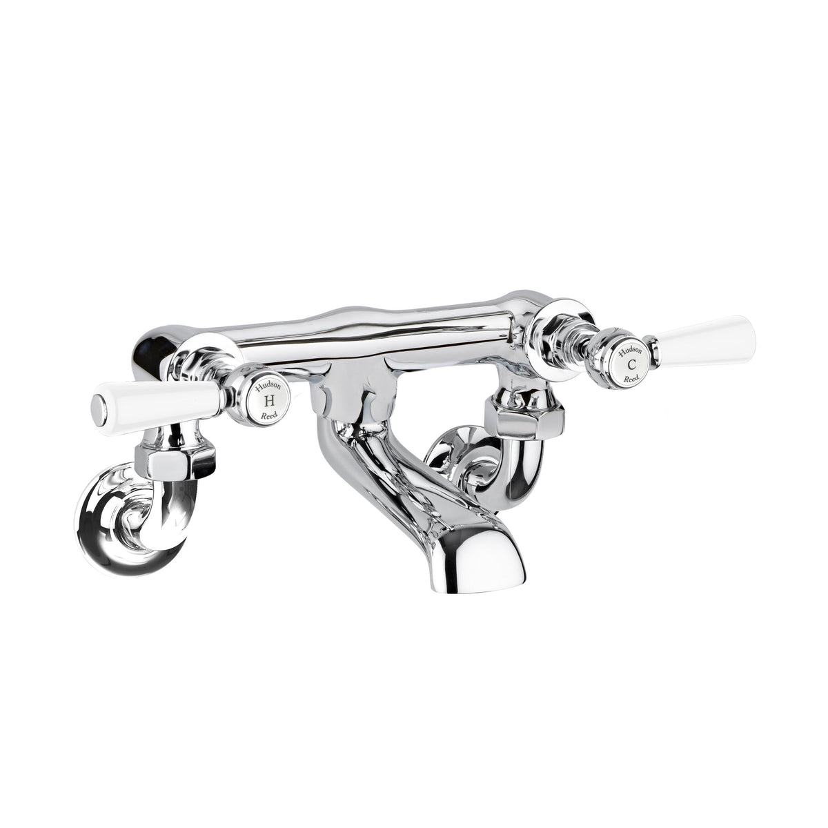 Old London Topaz /White Wall Mounted Bath Filler With Hexagonal Collar and Lever Handle