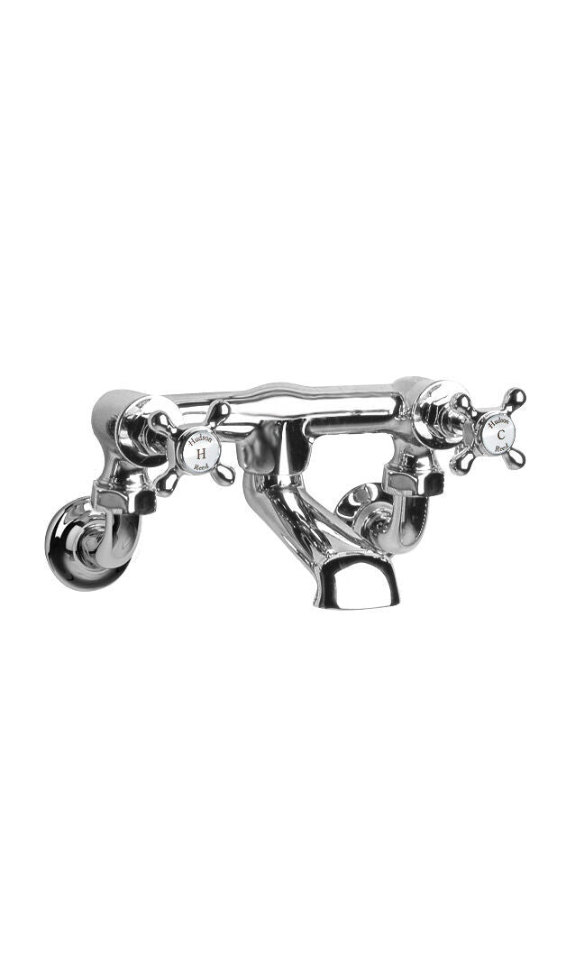 Old London Topaz /White Wall Mounted Bath Filler With Hexagonal Collar and Crosshead Handle