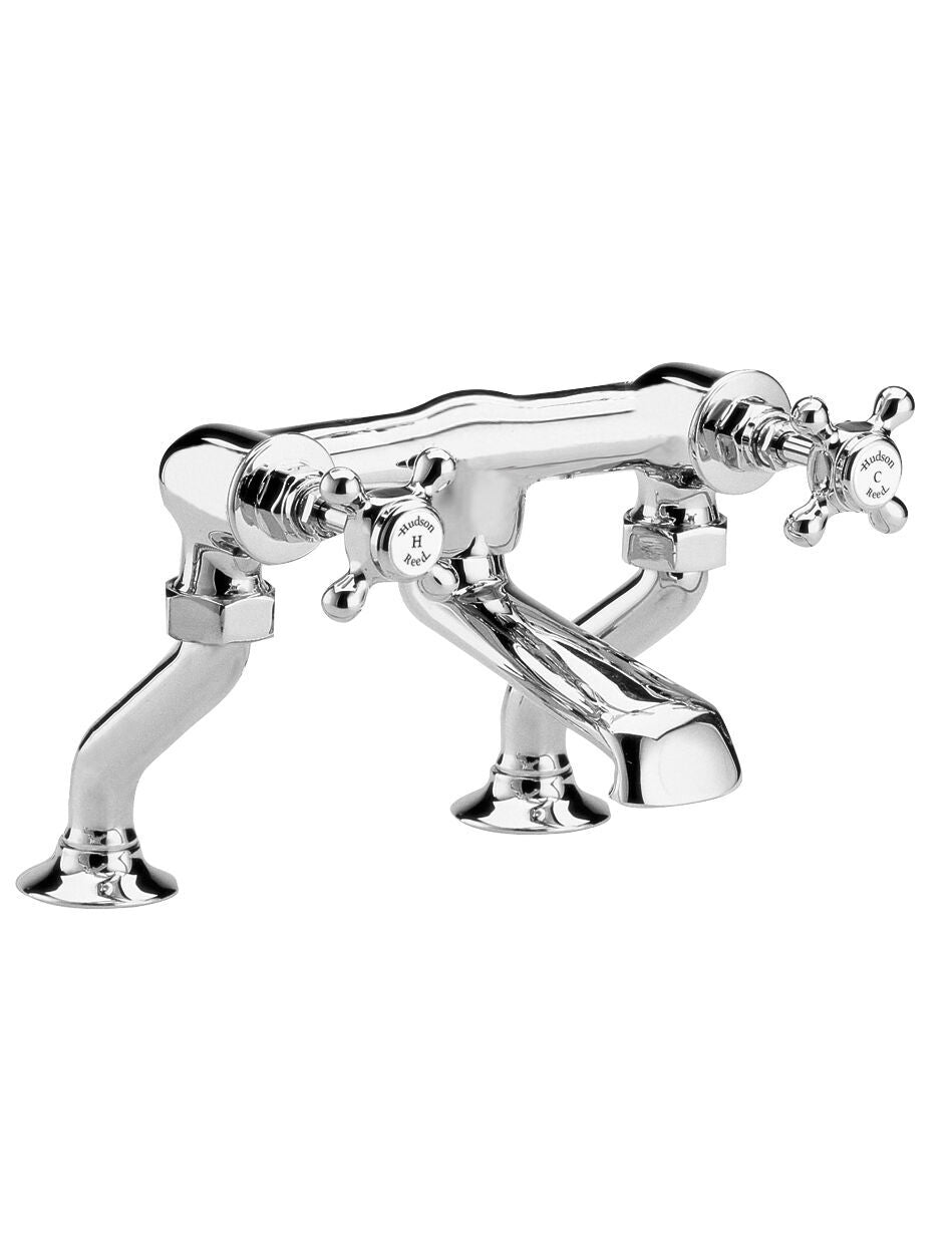 Old London Topaz /White Deck Mounted Bath Filler With Hexagonal Collar and Crosshead Handle