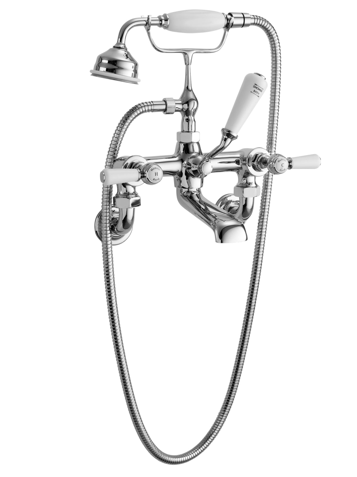 Old London Topaz /White Wall Mounted Bath Shower Mixer With Hexagonal Collar and Lever Handle