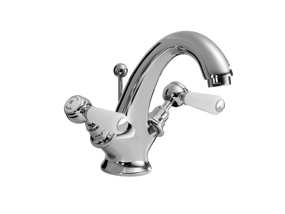 Old London Topaz /White Mono Basin Mixer With Hexagonal Collar and Lever Handle Mixer and Waste