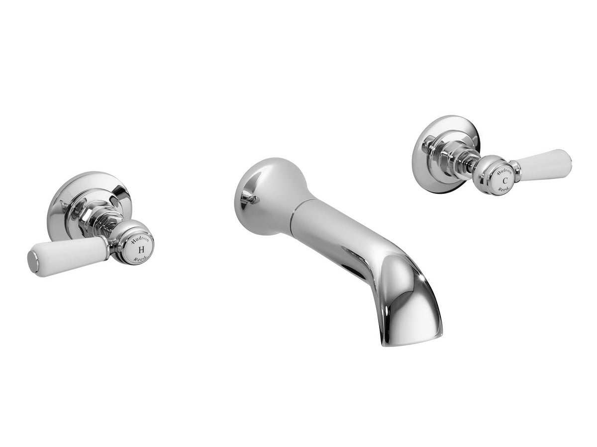 Old London Topaz /White Wall Mounted Bath Tap With Hexagonal Collar and Lever Handle