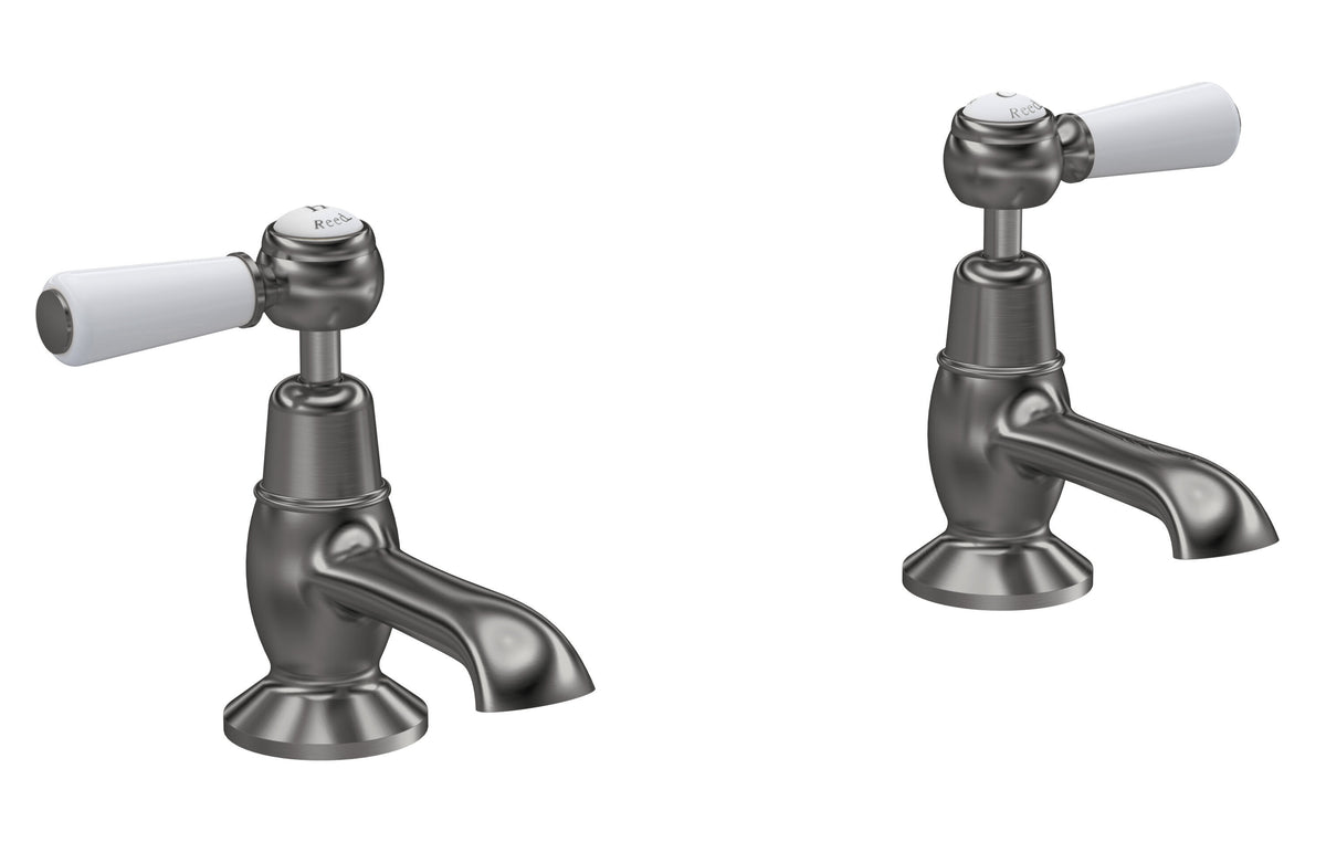 Old London Topaz /White Basin Taps With Dome Collar and Lever Handle