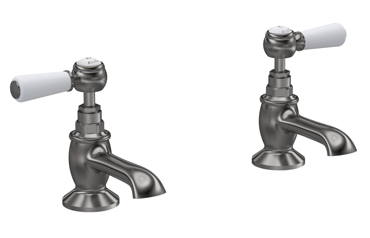 Old London Topaz /White Basin Taps With Hexagonal Collar and Lever Handle