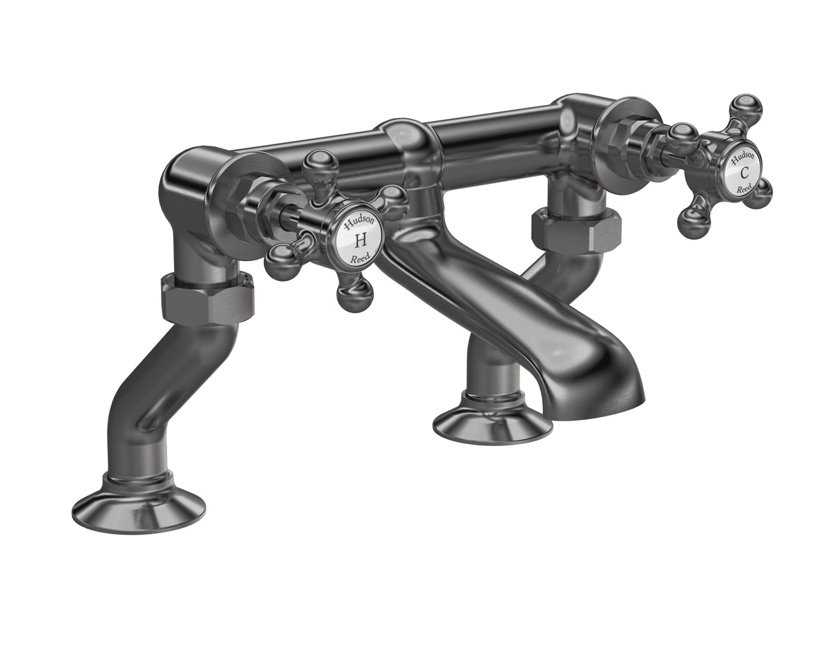 Old London Topaz Deck Mounted Bath Filler With Hexagonal Collar and Crosshead Handle