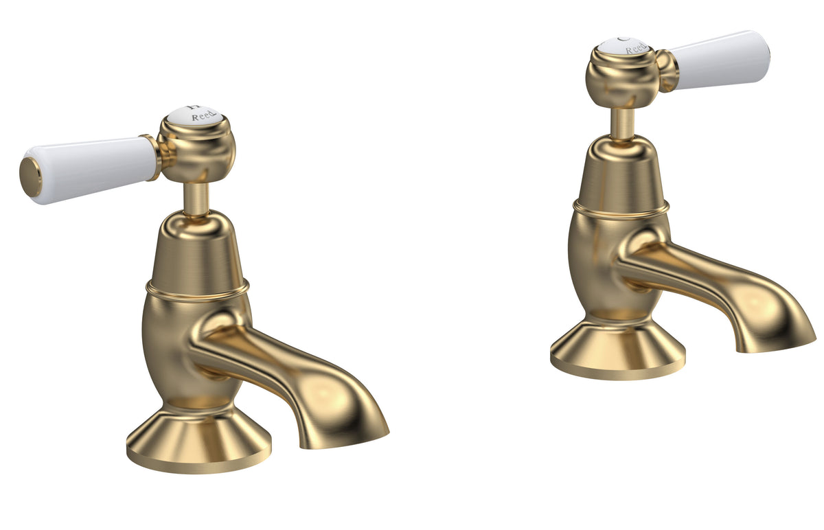 Old London Topaz /White Bath Taps With Dome Collar and Lever Handle