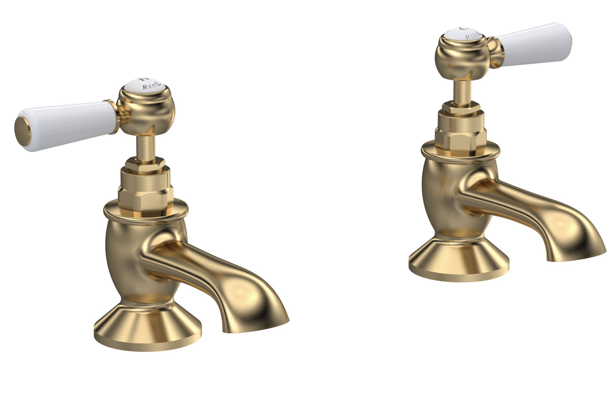 Old London Topaz /White Bath Taps With Hexagonal Collar and Lever Handle