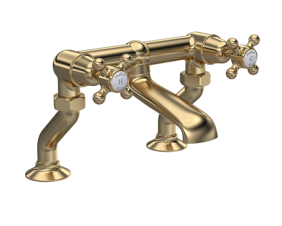 Old London Topaz /White Deck Mounted Crosshead Bath Shower Mixer