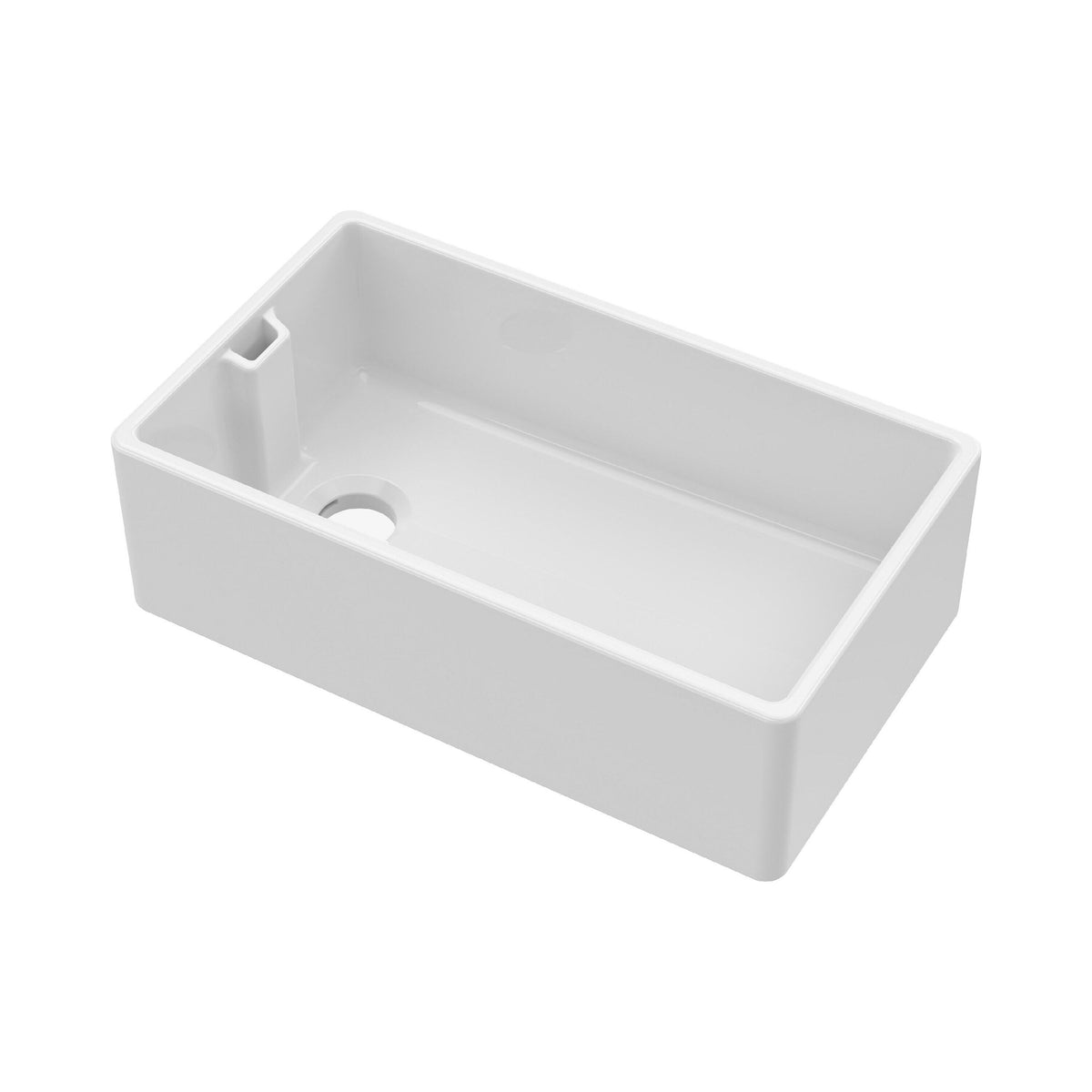 Nuie 795mm x 460mm x 245mm Fireclay Single Bowl Belfast Sink With Offset Waste And Weir Overflow