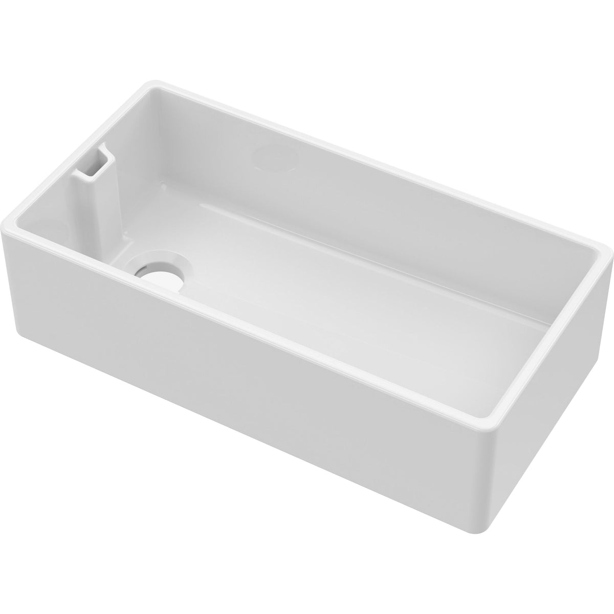 Nuie 895mm x 460mm x 245mm Fireclay Single Bowl Belfast Sink With Offset Waste And Weir Overflow