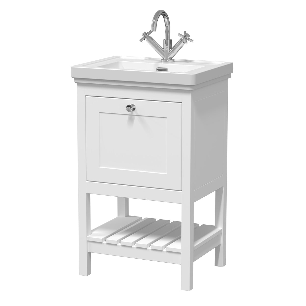 Old London Bexley 500mm 1 Drawer Floor Standing Vanity Unit With 1 Tap Hole Basin
