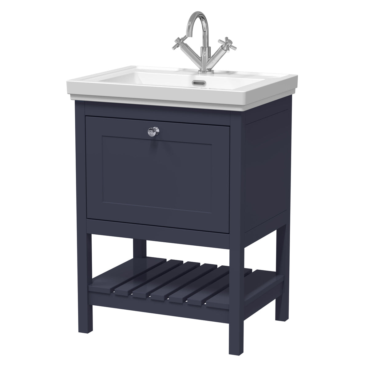 Old London Bexley 600mm 1 Drawer Floor Standing Vanity Unit With 1 Tap Hole Traditional Fireclay Basin