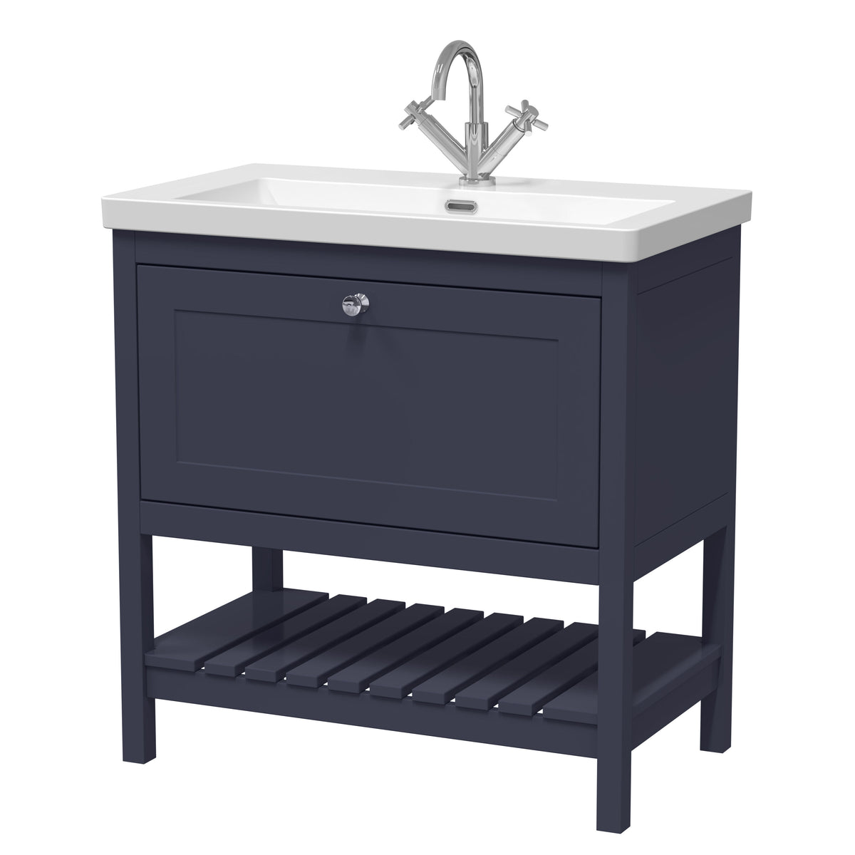 Old London Bexley 800mm 1 Drawer Floor Standing Vanity Unit With 1 Tap Hole Contemporary Fireclay Basin