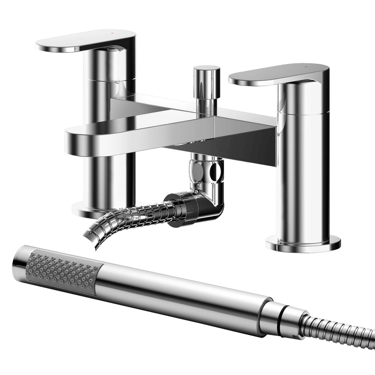 nuie Binsey Chrome Deck Mounted Bath Shower Mixer With Kit