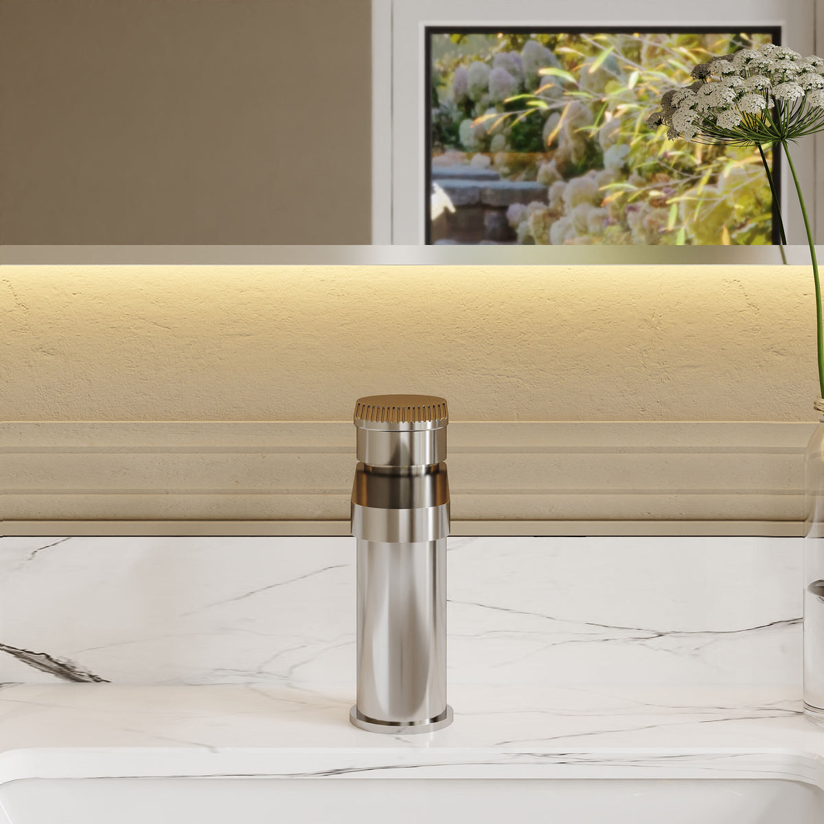 nuie Cyprus Chrome Mono Basin Mixer With Waste - Lifestyle image