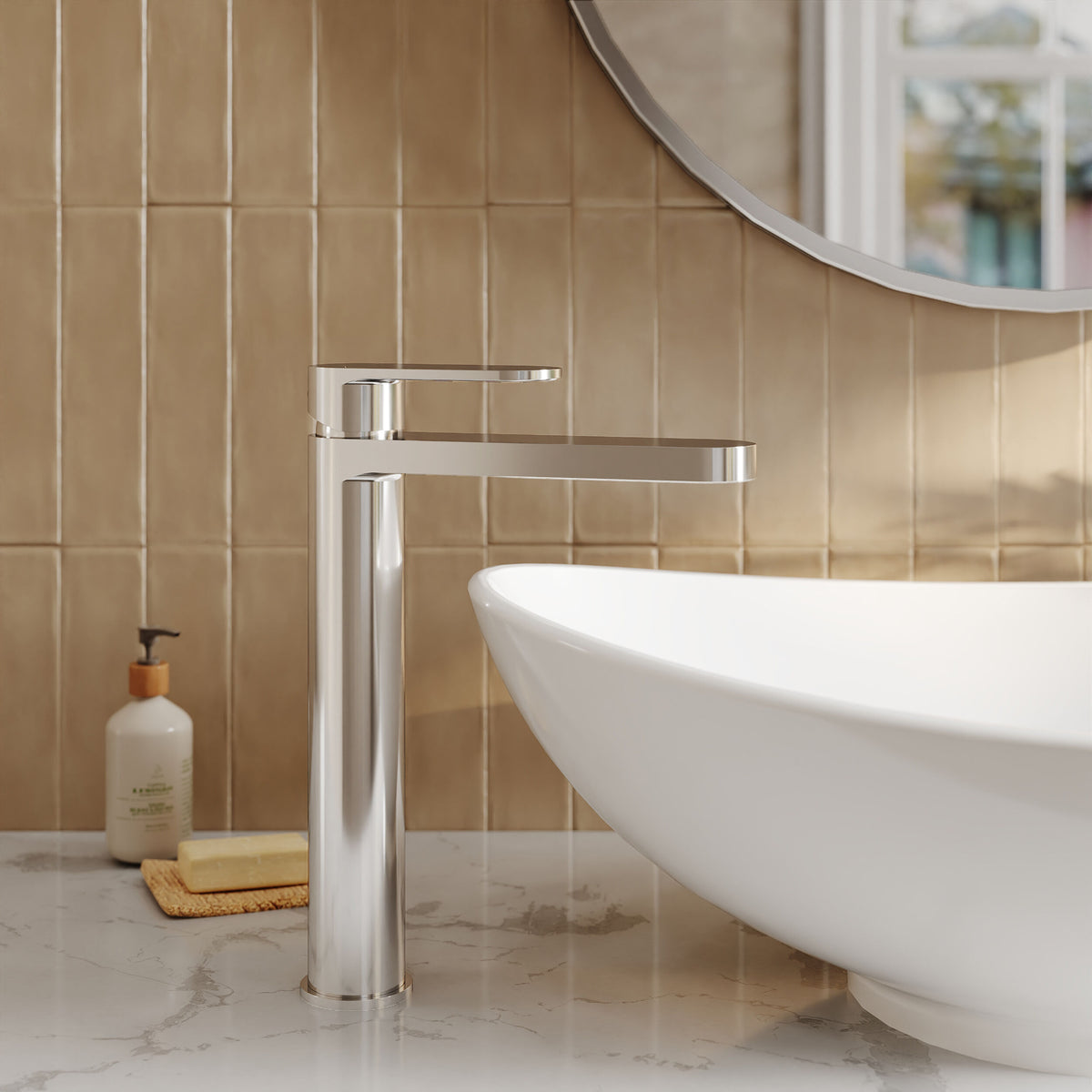 nuie Binsey Chrome High Rise Mono Basin Mixer - Lifestyle image