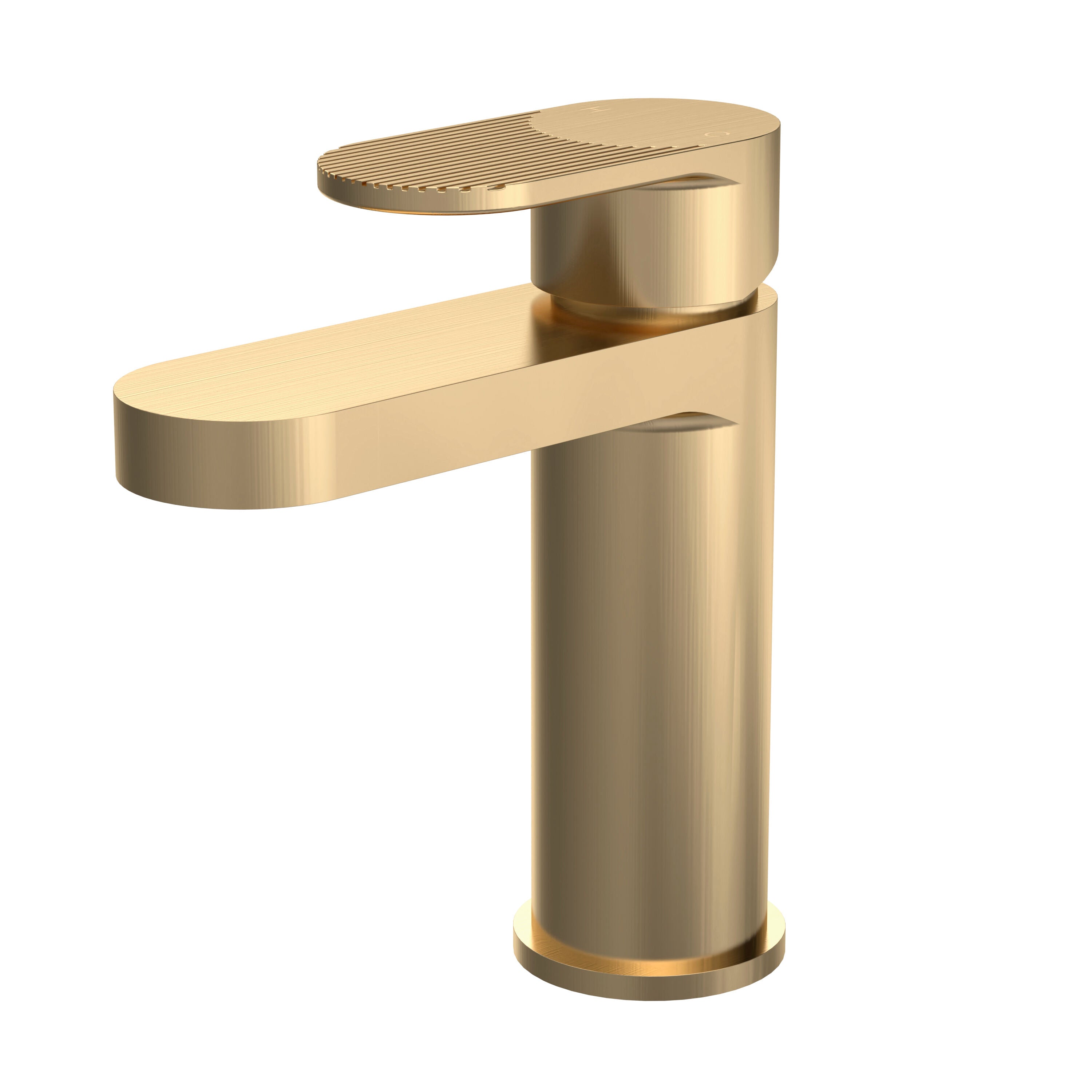 nuie Cyprus Brushed Brass Mono Basin Mixer With Push Button Waste