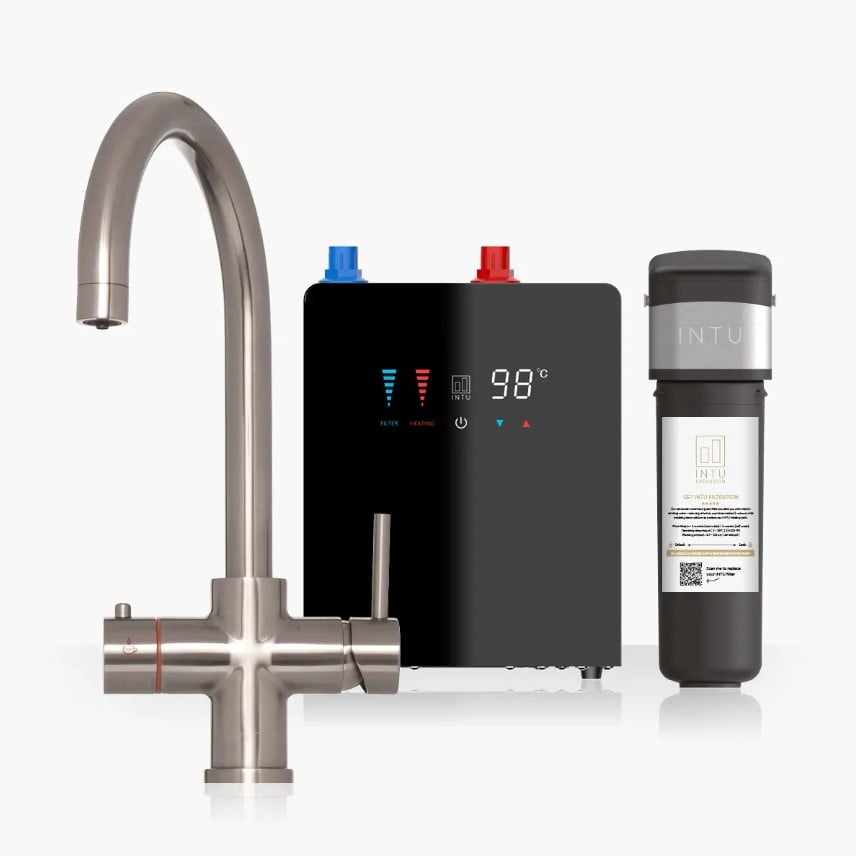 Brewmaster Brushed Nickel 4-1 swan tap with digital tank - 4 Litre tank - BM4SWBNDTPRO