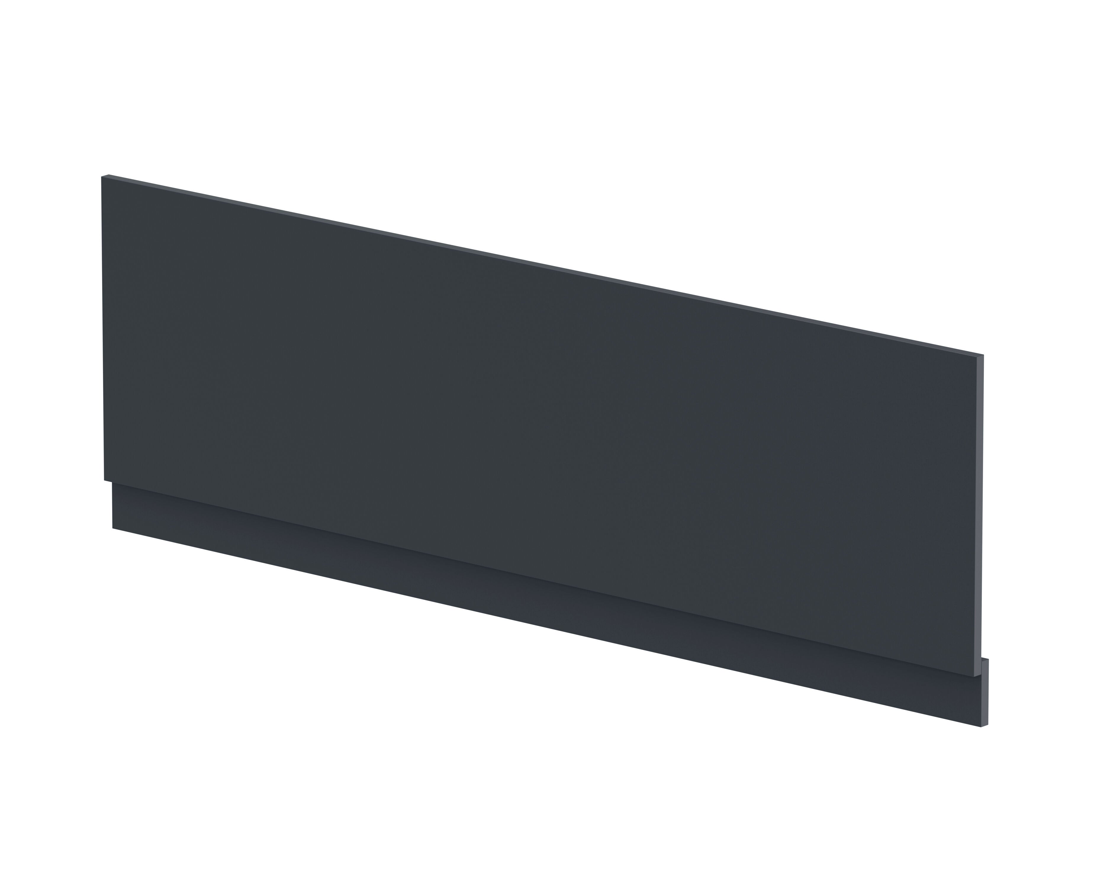 1700mm Soft Black MDF Matt Straight Front Bath Panel With Plinth