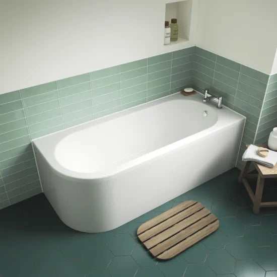 Nuie Crescent 1700mm Right-Hand Curved Corner Bath With Legs And Panel
