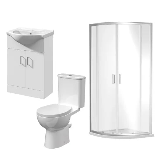 Pure Quadrant 1900mm Shower Bathroom Suite - Gloss White