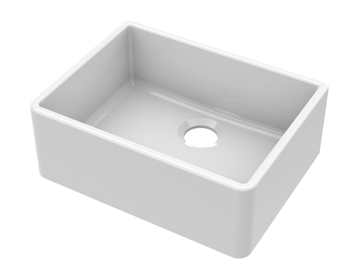 Nuie 595mm x 450mm x 220mm Fireclay Single Bowl Butler Sink With Offset Waste