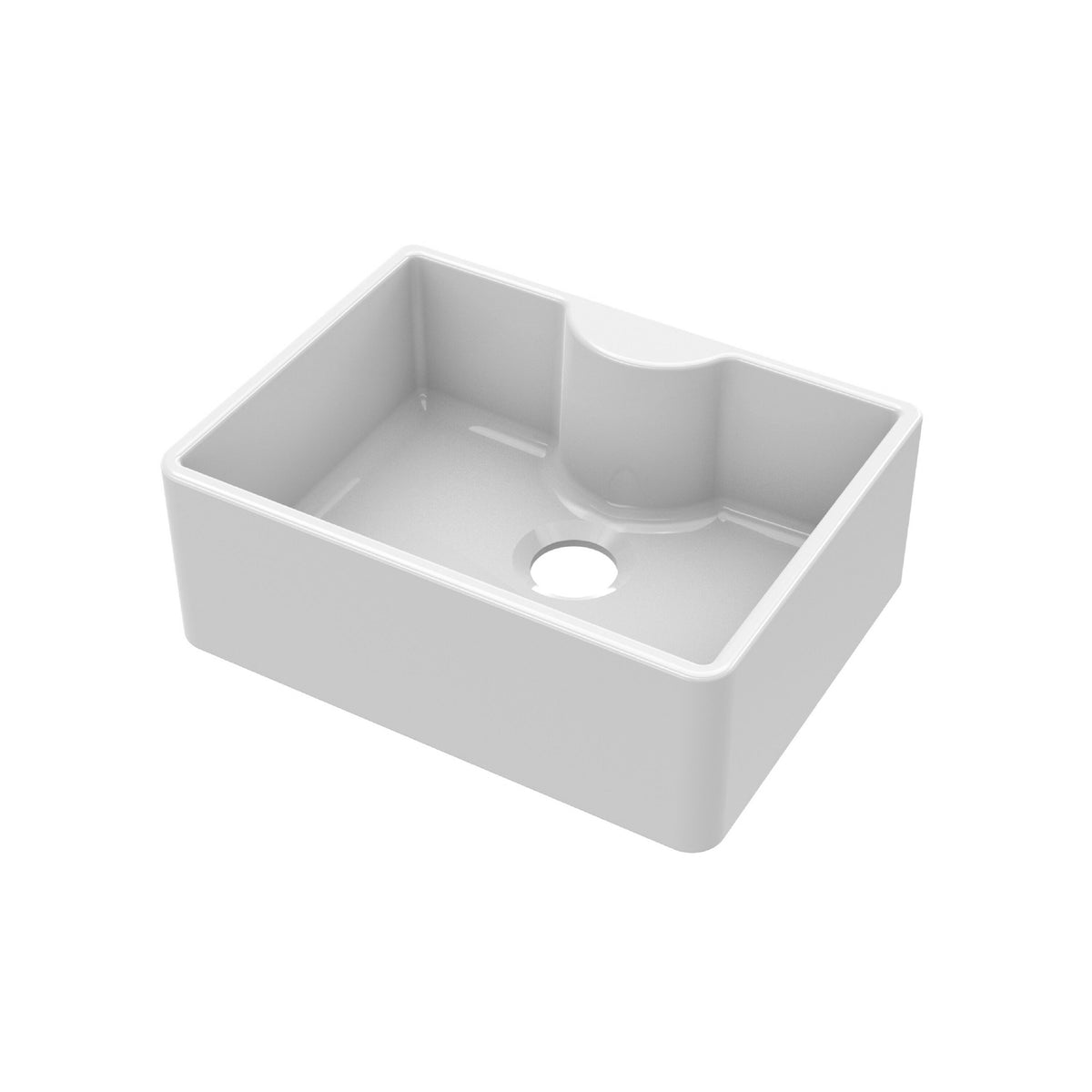 Nuie 595mm x 450mm x 220mm Fireclay Single Bowl Butler Sink With Offset Waste And Tap Ledge