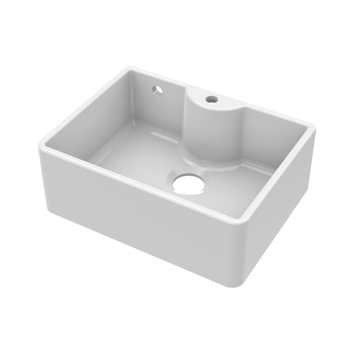 Nuie 595mm x 450mm x 220mm Fireclay 1 Tap Hole Single Bowl Butler Sink With Offset Waste And Overflow