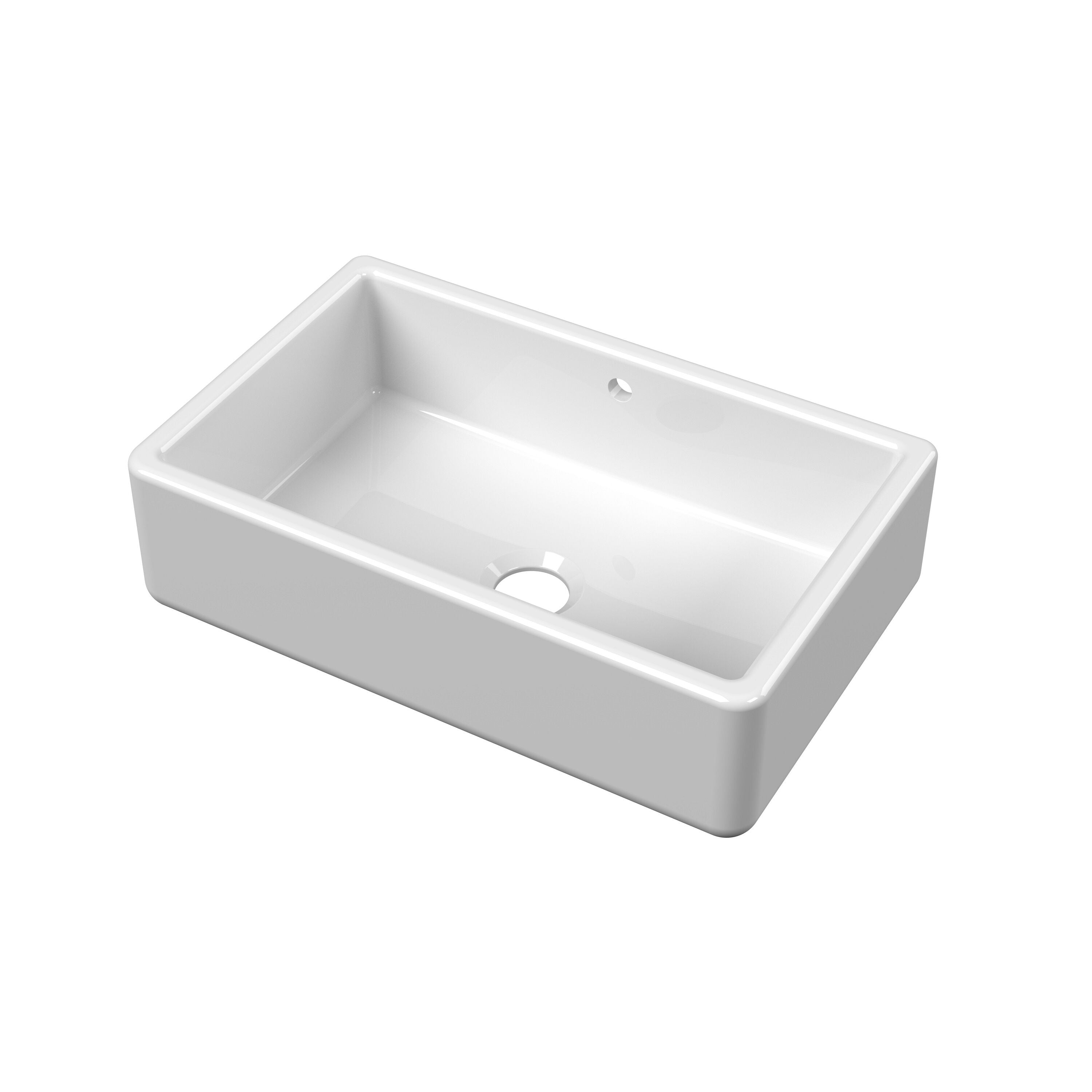 nuie 795mm x 500mm x 220mm Fireclay White Single Bowl Traditional Thick Walled Butler Sink