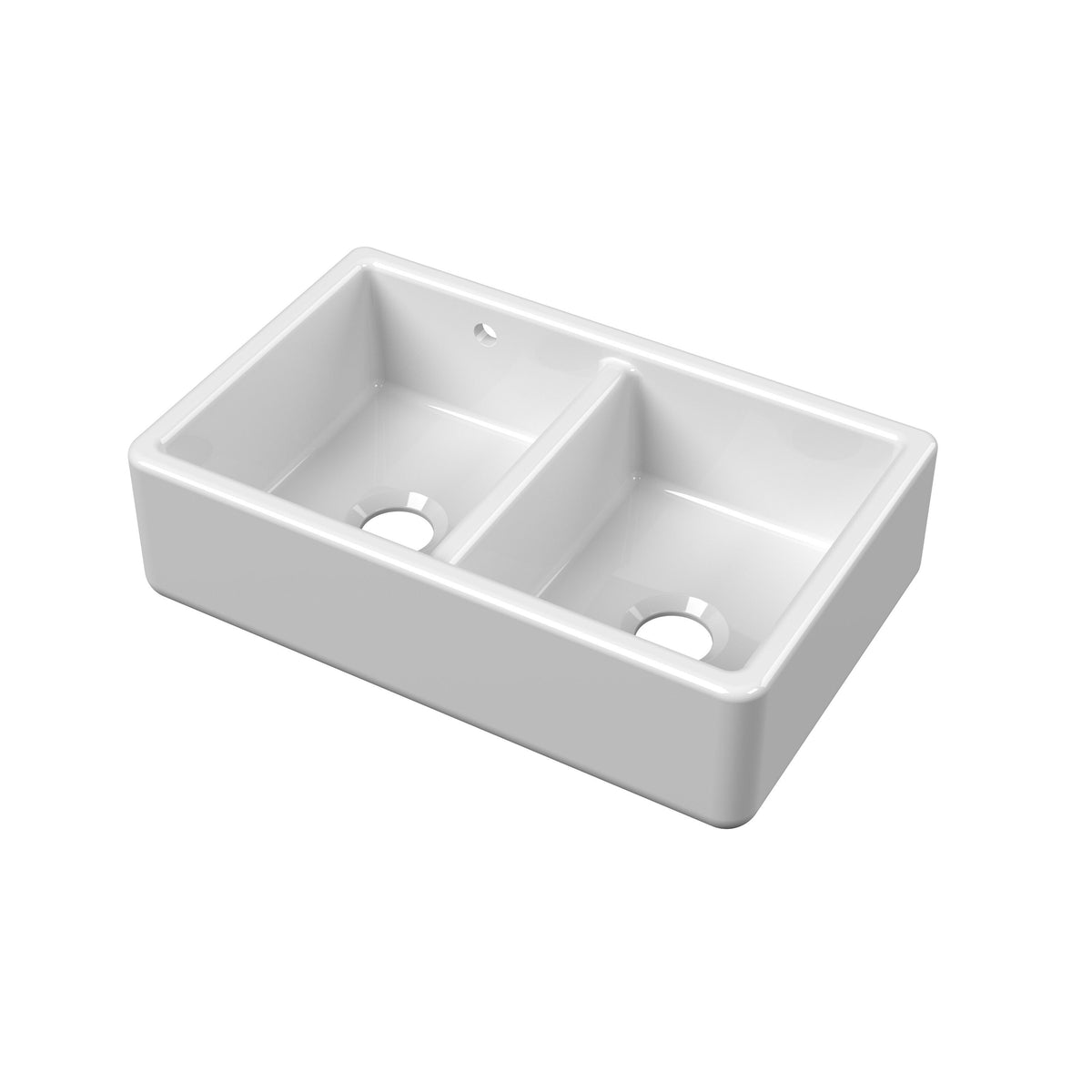 Nuie 795mm x 500mm x 220mm Fireclay Double Bowl Traditional Thick Walled Butler Sink