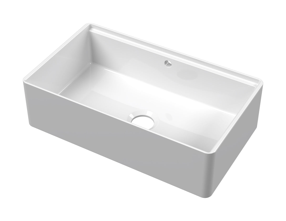 Nuie 795mm x 460mm x 220mm Fireclay Single Bowl Butler Sink With Ledge