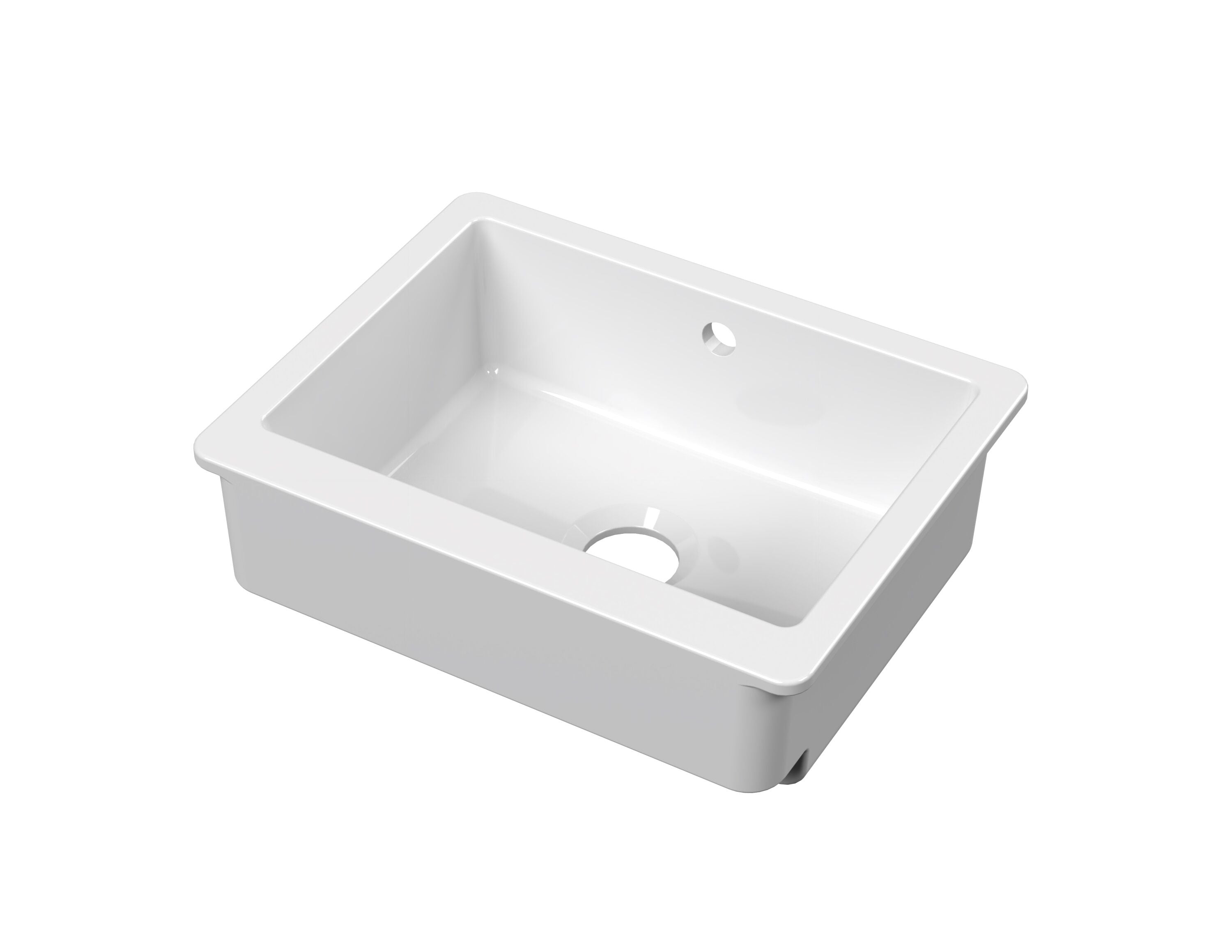 nuie 595mm x 460mm x 200mm Fireclay White Single Bowl Overmount Butler Sink
