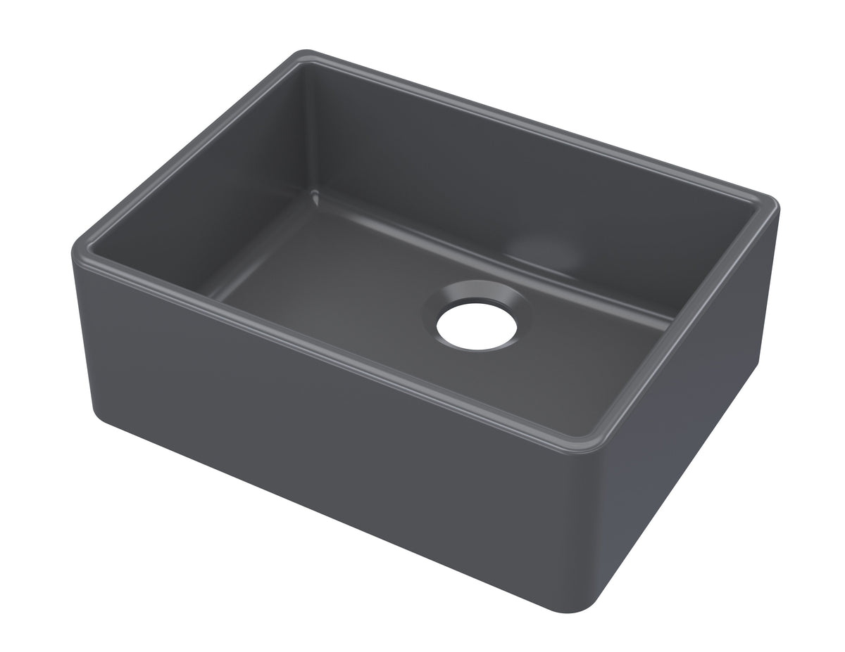 Nuie 595mm x 450mm x 220mm Fireclay Single Bowl Butler Sink With Offset Waste