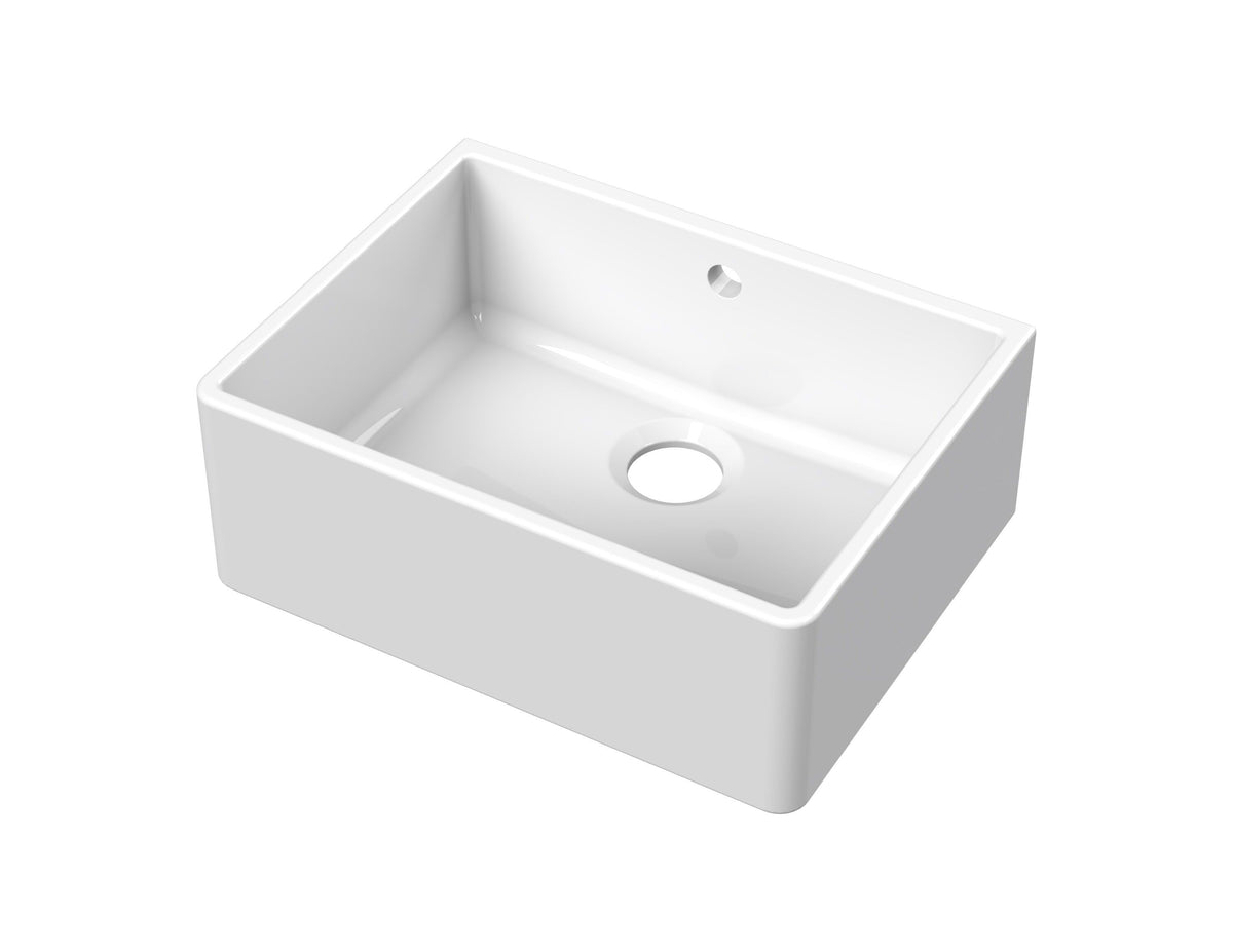 Nuie 595mm x 450mm x 220mm Fireclay Single Bowl Butler Sink