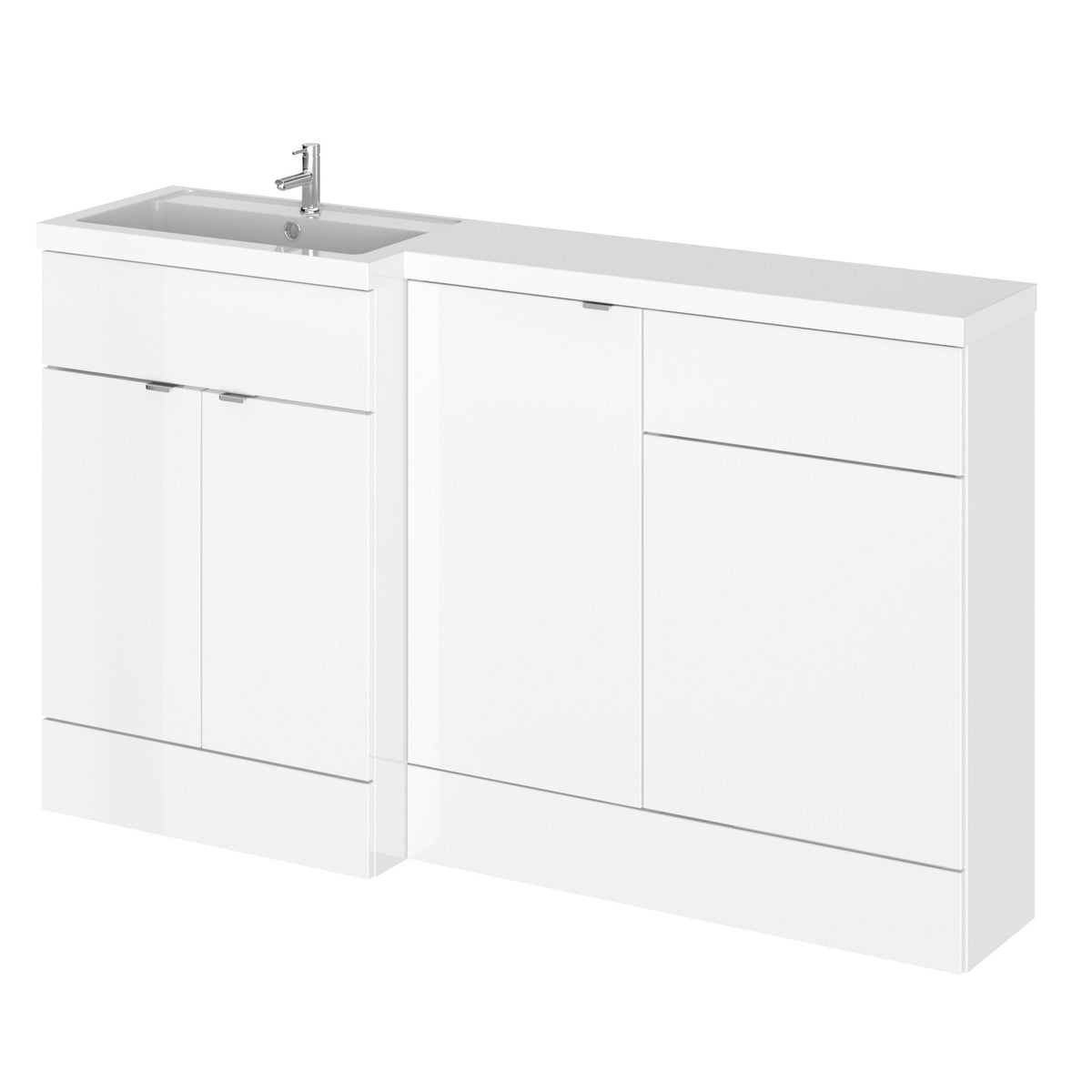 Hudson Reed Fusion 1500mm 2 Door Floor Standing Left-Hand Combination Unit With Polymarble Basin