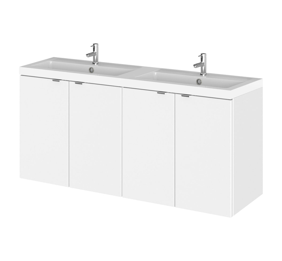 Hudson Reed Fusion 1200mm 4 Door Wall Hung Vanity Unit With 2 Tap Holes Double Basin