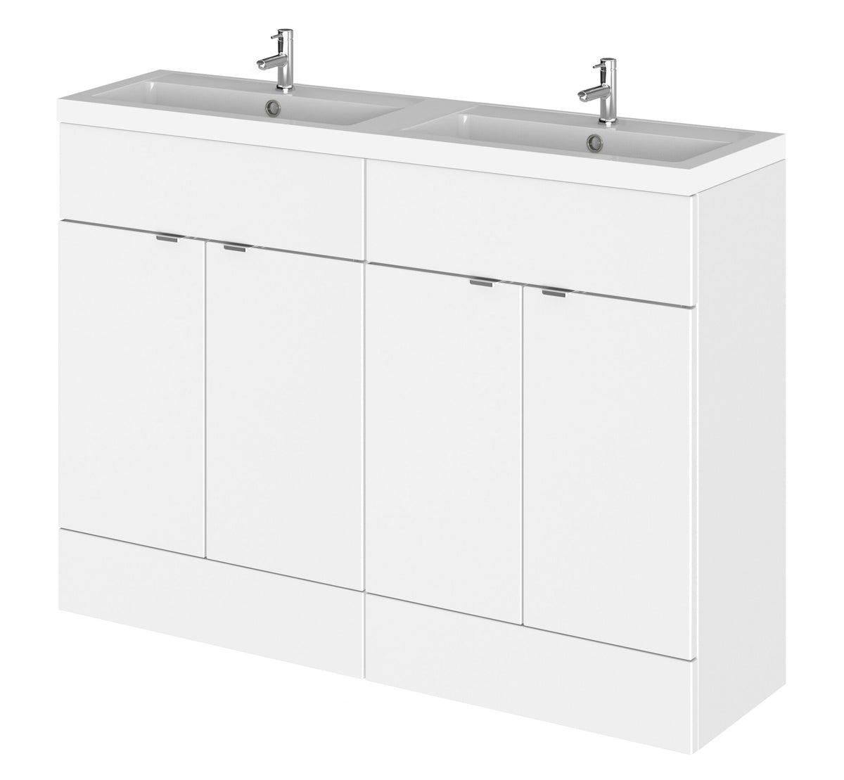 Hudson Reed Fusion 1200mm 4 Door Floor standing Vanity Unit With 2 Tap Holes Double Basin