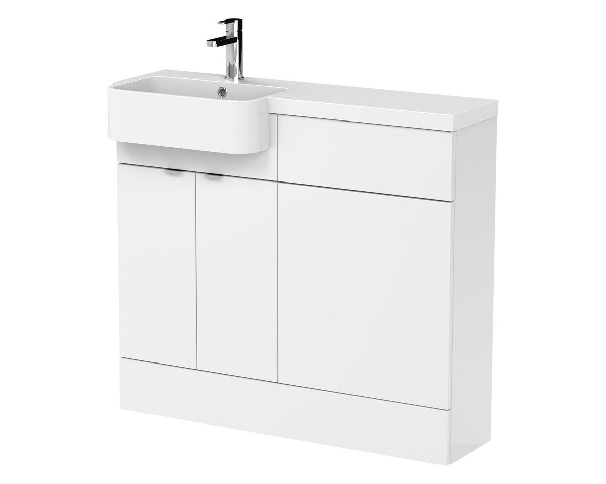 Hudson Reed Fusion 1000mm 2 Door Floor Standing Left-Hand Combination Unit With Polymarble Basin