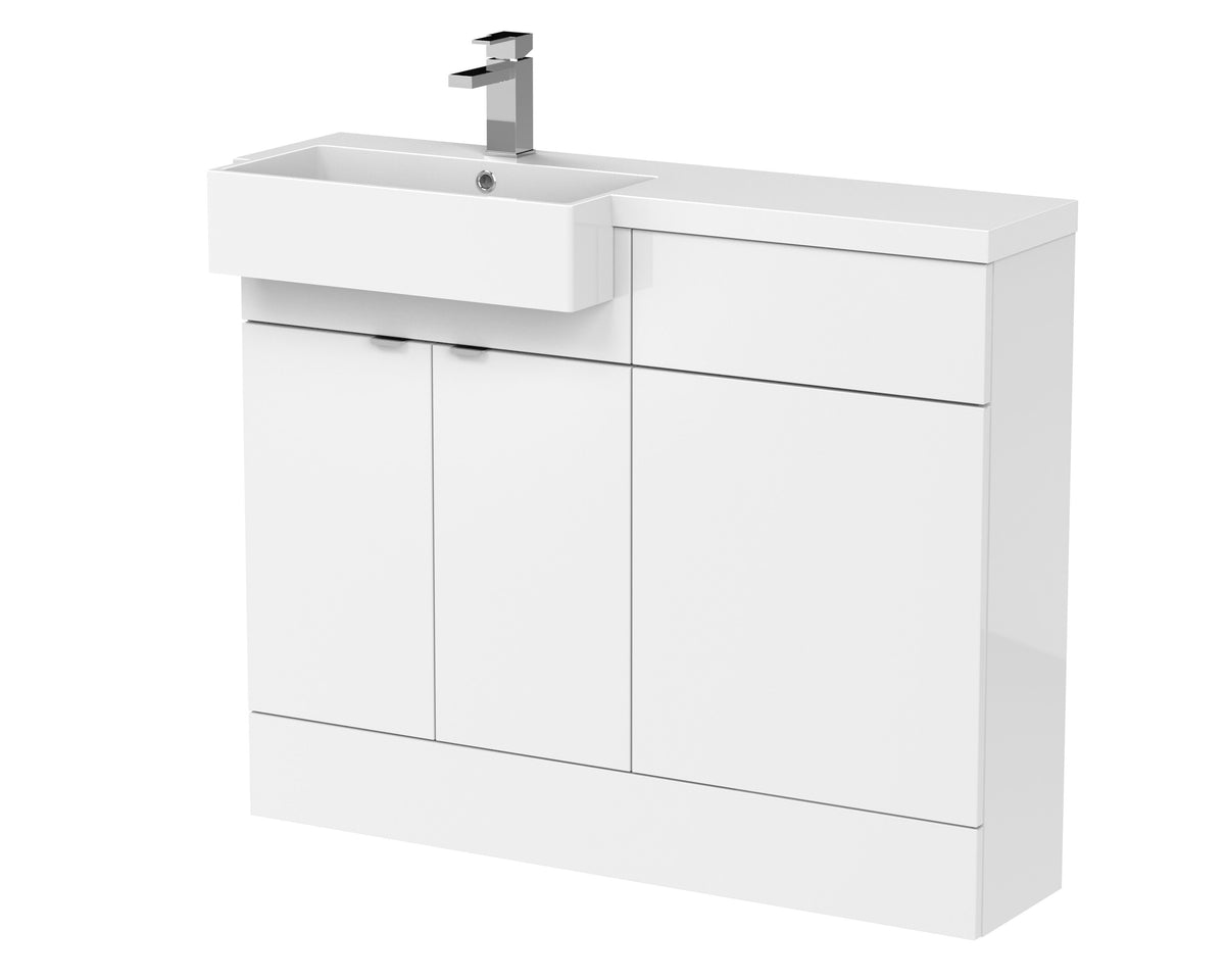 Hudson Reed Fusion 1100mm 2 Door Floor Standing Left-Hand Combination Unit With Polymarble Basin