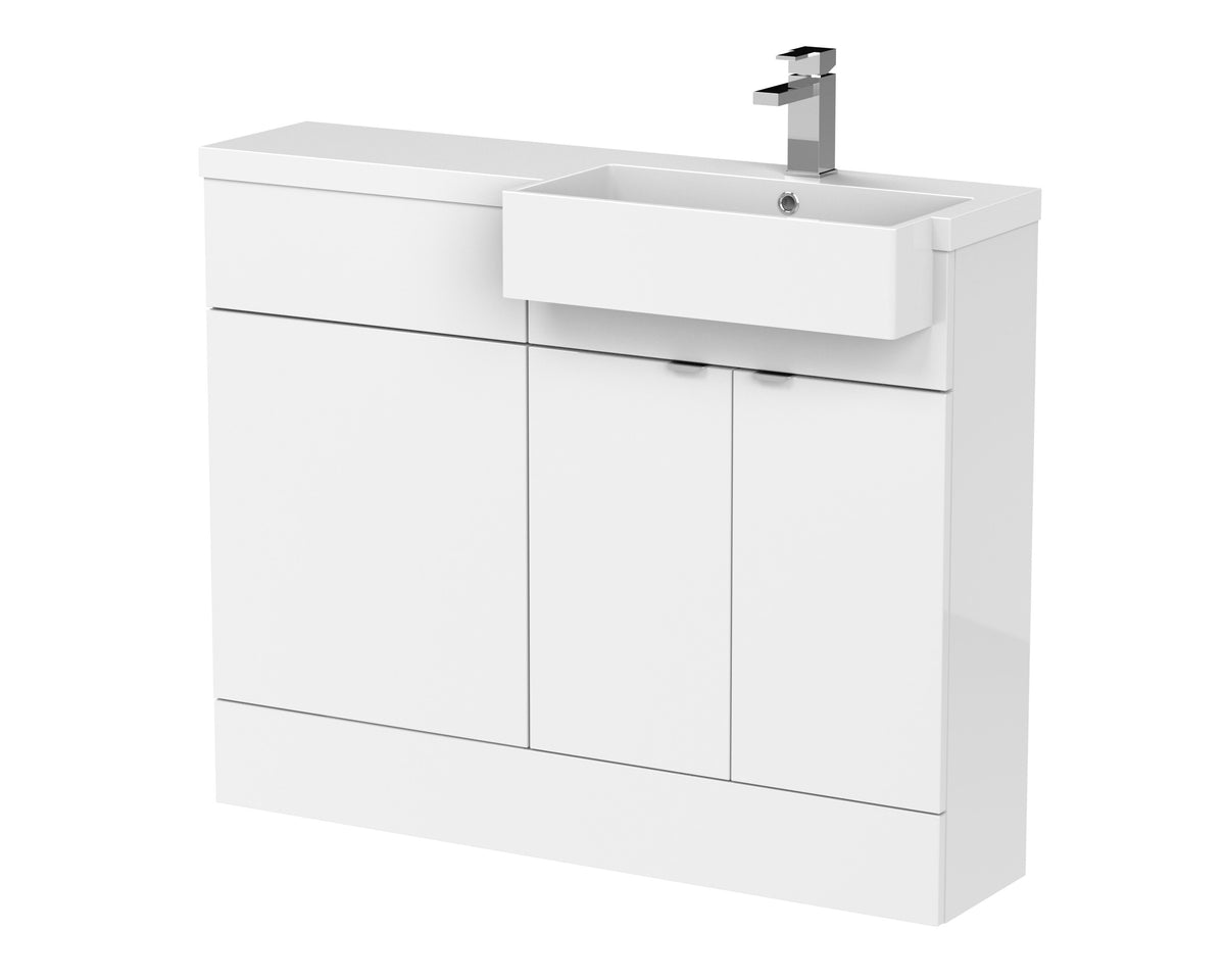 Hudson Reed Fusion 1100mm 2 Door Floor Standing Right-Hand Combination Unit With Polymarble Basin