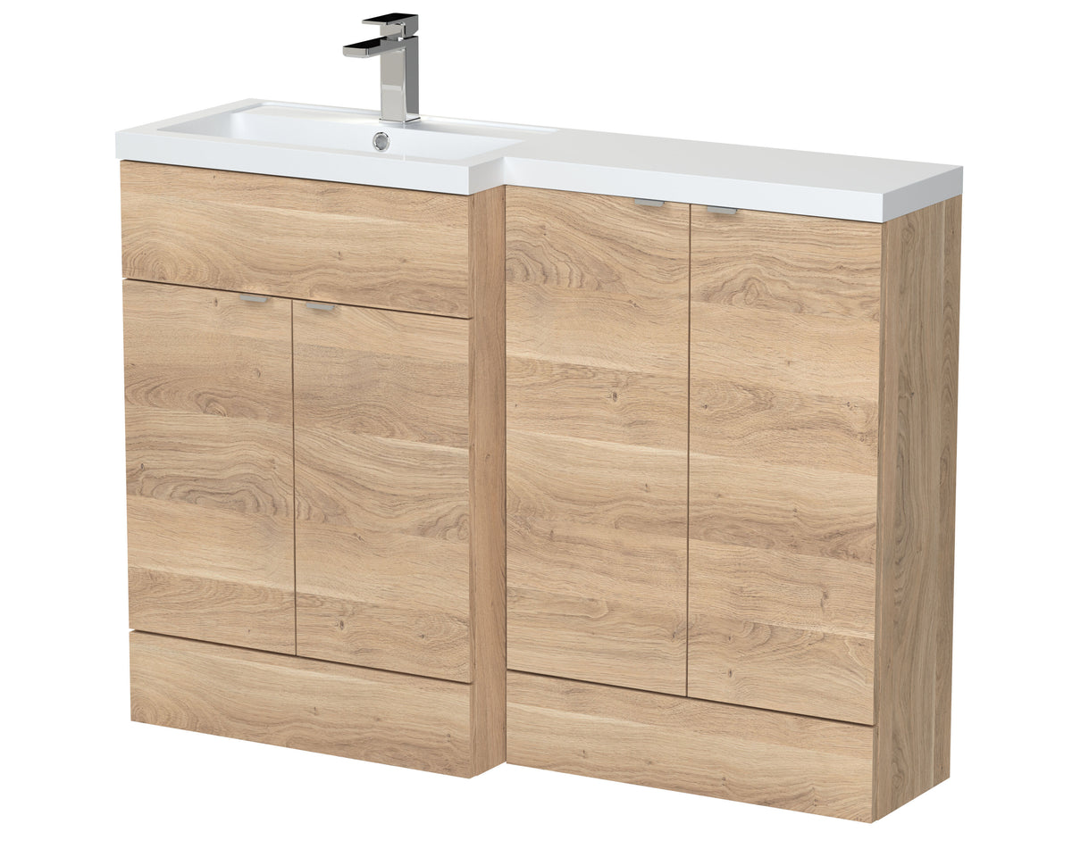 Hudson Reed Fusion 1200mm 4 Door Floor standing Left-Hand Combination Unit With Polymarble Basin