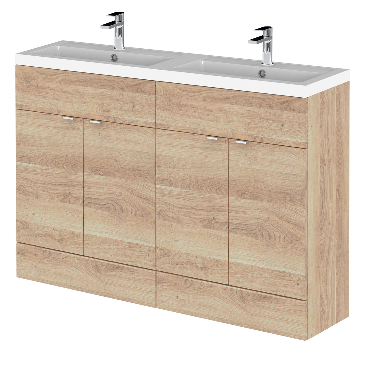 Hudson Reed Fusion 1200mm 4 Door Floor standing Vanity Unit With 2 Tap Holes Double Basin