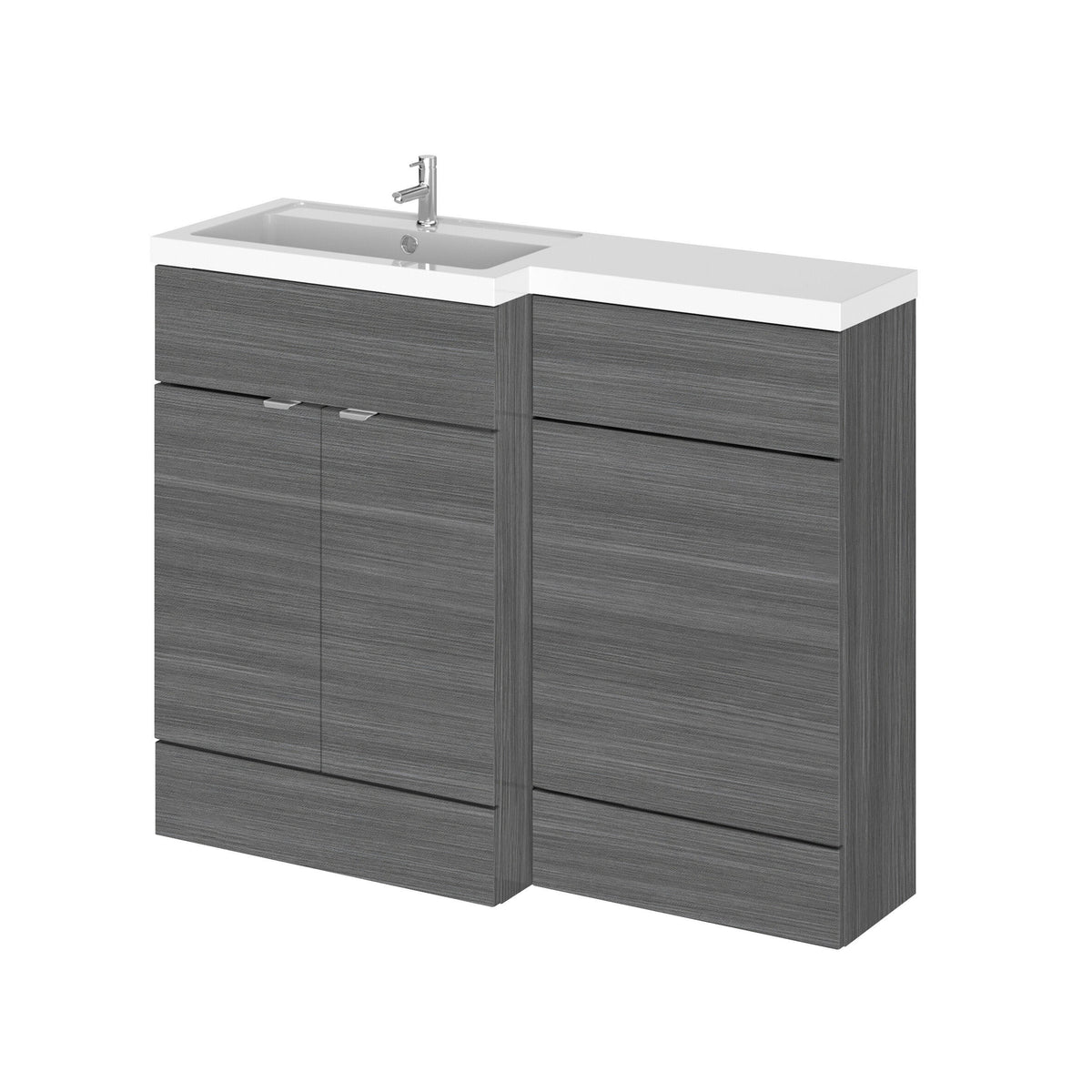 Hudson Reed Fusion 1100mm 2 Door Floor Standing Left-Hand Combination Unit With Polymarble Basin