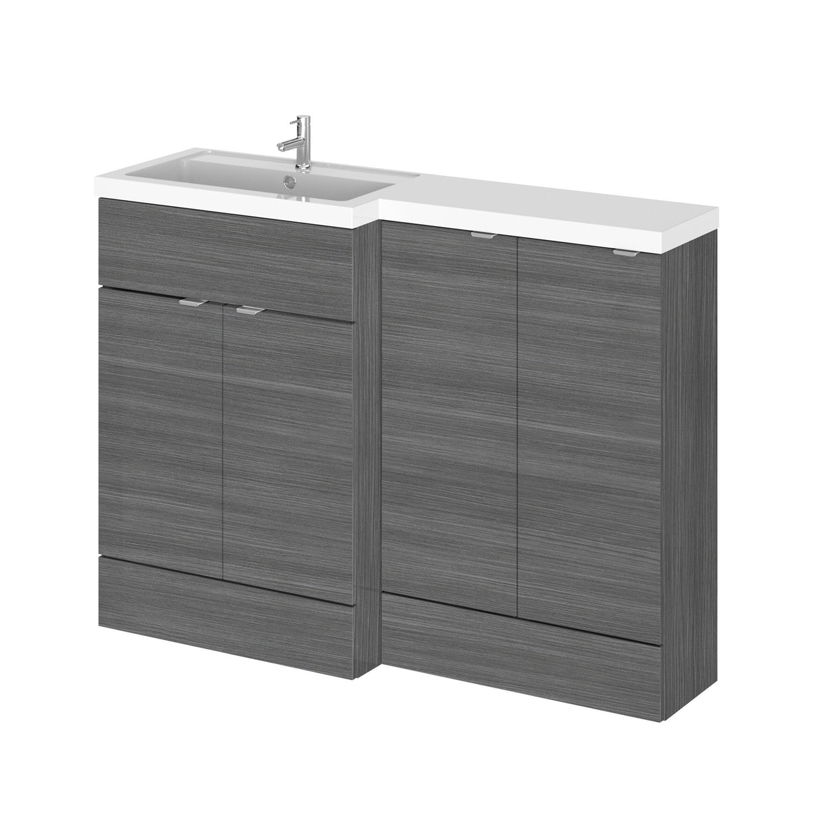 Hudson Reed Fusion 1200mm 4 Door Floor standing Left-Hand Combination Unit With Polymarble Basin