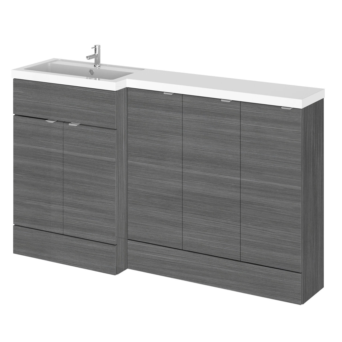 Hudson Reed Fusion 1500mm 2 Door Floor Standing Left-Hand Combination Unit With Polymarble Basin
