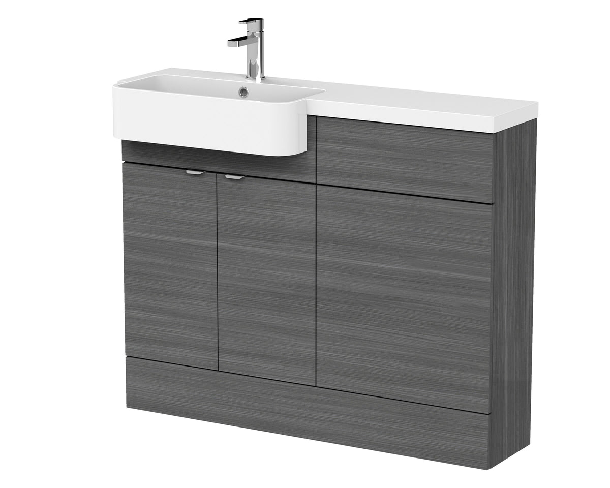 Hudson Reed Fusion 1100mm 2 Door Floor Standing Left-Hand Combination Unit With Polymarble Basin